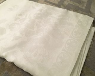 Antique vintage very large white damask tablecloth 10ft x 7ft 1 3