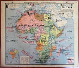 Carte Scolaire Afrique Politique N°17 Vidal Lablache Old School Map