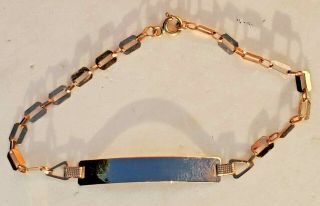 Estate Vintage 14k Rose Gold Id Bracelet - 585 - 8 " - Usa