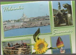 Vintage Postcard Finland,  Helsinki,  Multiview Stamped 2001