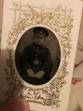 Rare Antique Russian Cabinet Photo 1800,  S - Young Boy Military?