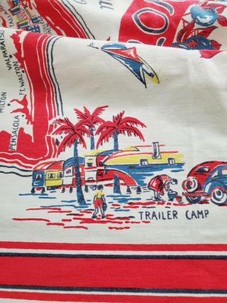 Vintage Old Florida Map Tablecloth 50” X 45” Very Graphic