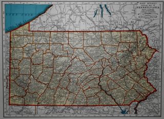 L@@k Vintage 1942 World Atlas Colored Map Of Pennsylvania Pa & Oregon Or Old