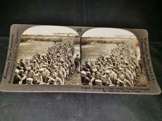 Rare World War I Keystone Stereoview Card Depicting German Prisoners Of War