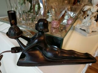 Vintage Art Deco Figural Nude Lady Lamp Electrolite Products Co.  1923