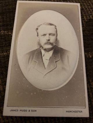 Victorian Cdv Photo Man With Moustache,  Fluffy Sideburns - James Mudd Manchester