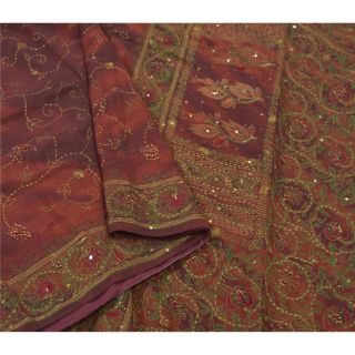 Sanskriti Vintage Dark Red Sarees Pure Silk Handmade Leheria Sari Premium Fabric