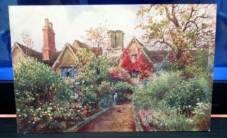 Vintage Postcard " The Garden,  Hall 