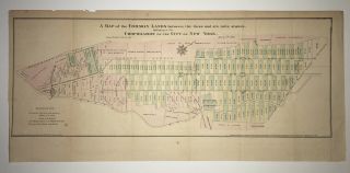 1861 Antique York City Map Manhattan,  Dt Valentine Old Common Lands Ny
