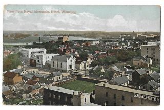 Vintage Postcard View From Royal Alexandra Hotel Winnipeg Man.  1910 