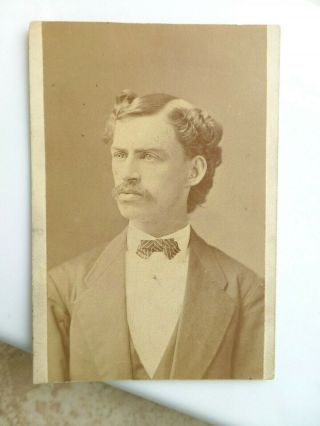 Antique Cdv Cabinet Photo Good Looking Young Man Pouting Lip Curls St Louis Mo
