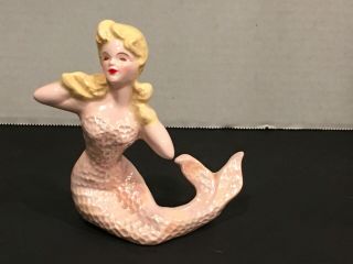 Rare Vintage Florence Ceramic Mermaid Merrymaid Lady Girl Opalescent Figurine