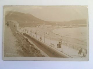 Aberystwyth Promenade & Beach - Vintage Rp Postcard - Postmark 1909
