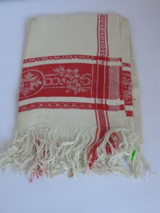 Antique Linen Damask Towel Turkey Red 21 " X 44 "