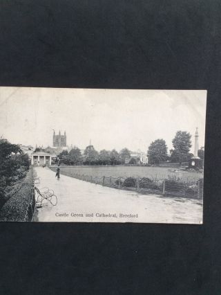 Castle Green And Cathedral Hereford Vintage Postcard Posted 1905