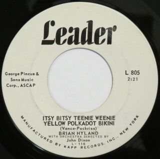 Brian Hyland Itsy Bitsy Teenie Weenie Yellow Polkadot Leader 45 Promo Hear