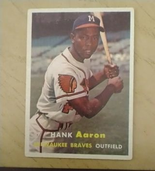 1957 Topps Hank Aaron Milwaukee Braves 20 Card Vg,  " One Of The Best Ever "