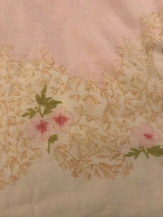 Vintage Pink And White Linen Tablecloth Tea Cloth Afternoon Tea Vintage Excond 2