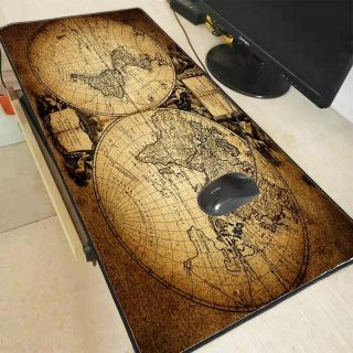 Old World Map Large Gaming Lock Edge Mouse Mat Desk Table Keyboard Mouse Pad