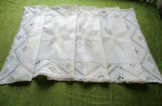 Antique Lefkara Table Runner - Hand Embroidered - Linen