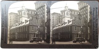Keystone Stereoview Old State House & Car,  Boston,  Ma From 1930’s T400 Set T392