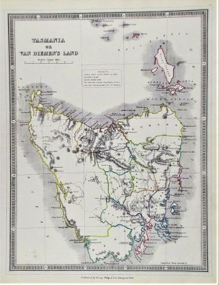 Old Antique Map Tasmania Van Diemen 