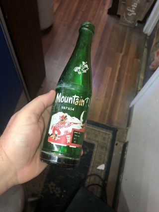 Rare Vintage Mountain Dew Soda Bottle Hillbilly 987654 Mt Dew Drink Bottle 10 Oz