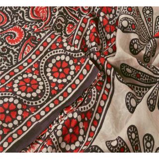 Sanskriti Vintage Red Sarees 100 Pure Silk Printed Sari Craft Sewing Fabric