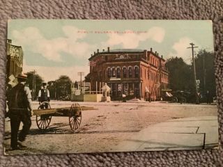 Vintage 1923 Postcard Of The Public Square In Bellevue,  Ohio