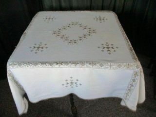 Vintage Lefkara Tablecloth Hand Embroidery 56 " Sq.