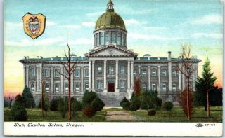 Vintage Salem,  Oregon Postcard State Capitol Building View C1910s