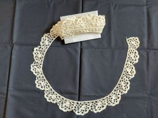 Antique Vintage Handmade Crocheted Lace,  Trim Edging 275 " X2.  5 " White
