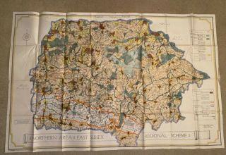 W.  R.  Davidge Architect Northern Area East Sussex Rare Large Old Map Vintage