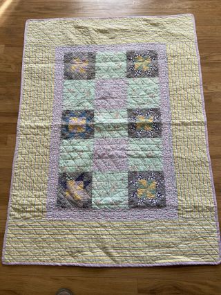 Antique Baby Quilt Hand Made 38” X 51”