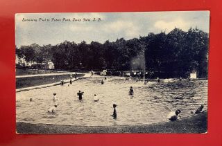 Swimming Pool In Public Park Sioux Falls Sd South Dakota Vintage Postcard