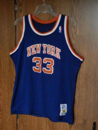 Vintage Patrick Ewing York Knicks Jersey Size Xl Sand Knit Nba 1980 