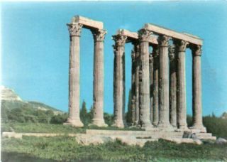Vintage Postcard,  Greece,  Athens,  Temple Of Zeus