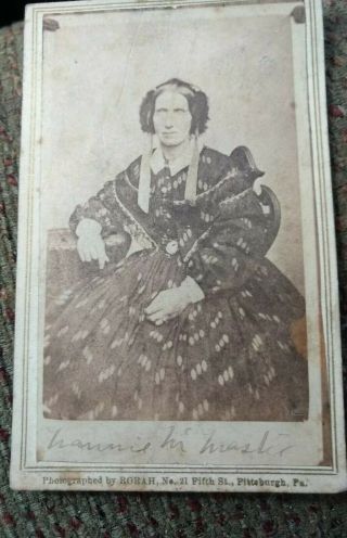 Cdv Civil War Era Pittsburgh,  Pa.  Lady / Identified " Fannie W.  Master " (?)
