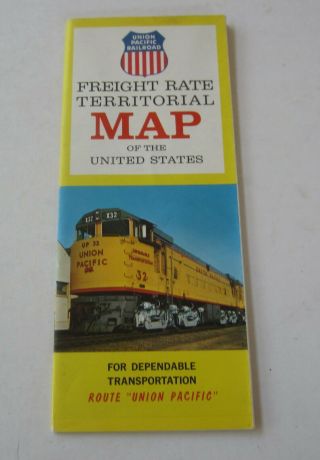 Old Vintage 1965 - Union Pacific Railroad - Freight Rate Territorial Map Of U.  S.