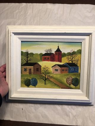 Vintage Jonas Bradford Signed Amish Folk Art Oil Painting