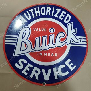 BUICK AUTHORIZED SERVICE VINTAGE PORCELAIN SIGN 30 INCHES ROUND 2