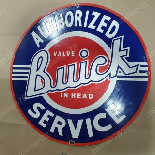 BUICK AUTHORIZED SERVICE VINTAGE PORCELAIN SIGN 30 INCHES ROUND 3