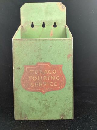 Vintage Texaco Touring Service Map Holder Wall Hanging Tin Gas Oil 1930 