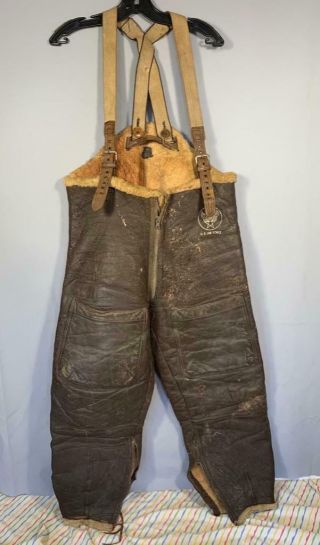 Vintage Ww2 Us Army Air Forces Leather Shearling B - 1 Flight Pants B - 3