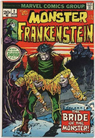 Frankenstein 2 Vf/nm 9.  0 Marvel Bronze Age Horror Mike Ploog 1973 Bin