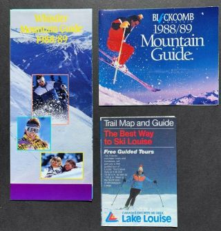 Blackcomb,  Whistler,  Lake Louise 3 Canadian Ski Trail Maps Vintage 1988 - 1989