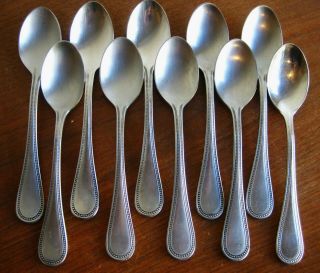 10 Vintage Towle Beaded Antique Germany 18/8 Stainless Tea Spoons Teaspoons