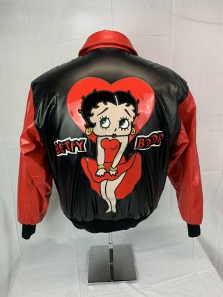 Vintage Betty Boop Jacket Bomber Adult Medium Faux Leather Excelled 2004 Cartoon