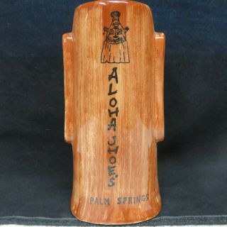 Rare Vintage ALOHA JHOE ' S Palm Springs Easter Island Tiki Mug 3