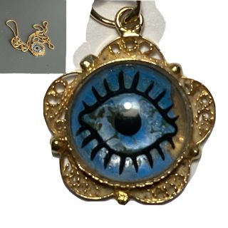 18k 750 Gold 16” Franco Necklace Eye Pedant 3 Grams Vtg Rare Hallmarks Markings